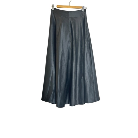Vtg Black Satin Maxi Skirt Sz S | Whimsigoth Fairy A-Line Full Lined ASO Hepburn - Picture 1 of 6